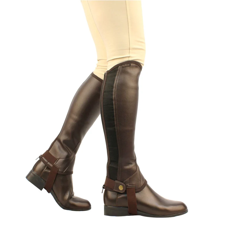 Saxon Adults Equileather Half Chaps Adults X-Large Standard Calf / Black