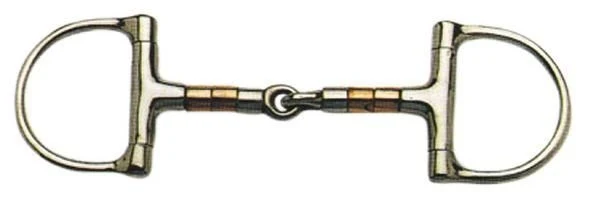 Korsteel Copper/Steel Rollers Jointed Dee Snaffle Stainless Steel / 5 1/4