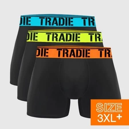 Tradies Mens 3 Pack Big Fella Trunks Fluro Brights / 5XL