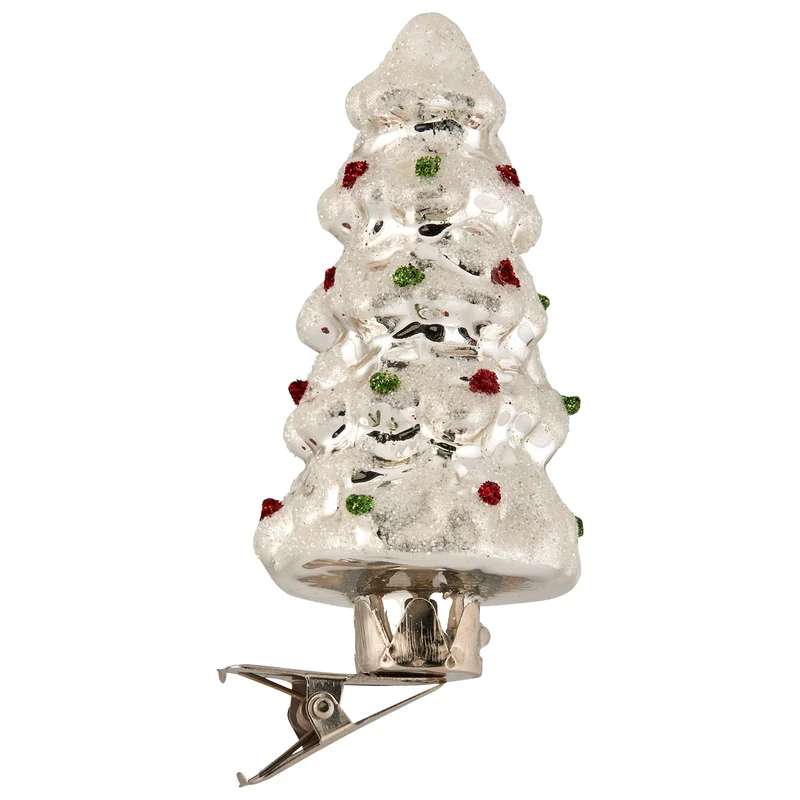 Christabelle Box of 6 Silver Glass Tree Ornaments with Sparkle Finish Klika