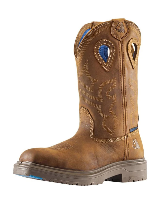 Steel Blue Mens Blue Heeler Safety Square Toe Western Boots (813945) Distressed Brown 10.5 (AUS/UK)