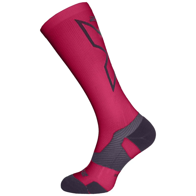 2XU Light Cushion Full Mens Hot Pink/Grey Length Socks M