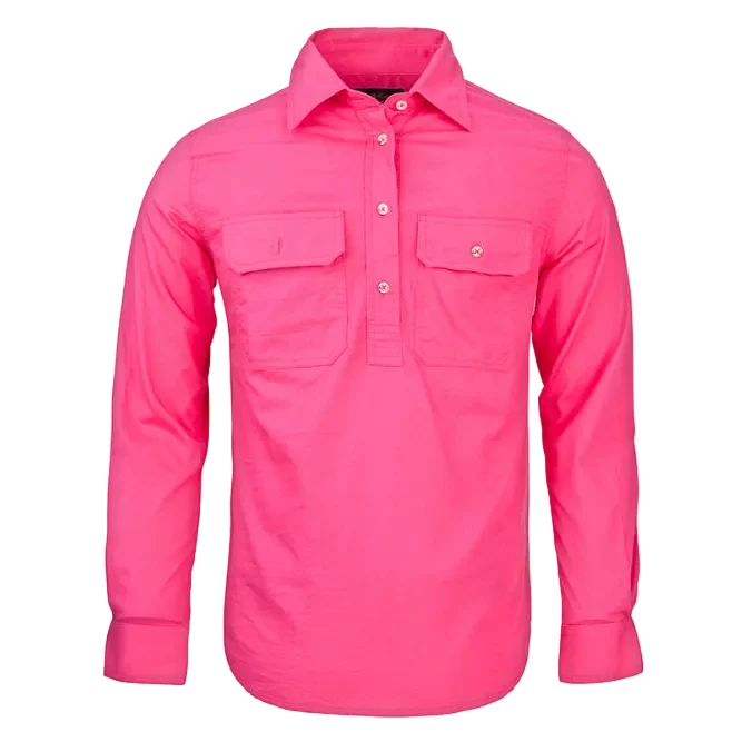 Ritemate Childrens Pilbara Closed Front Shirt (RM400CF) Hot Pink 7-8