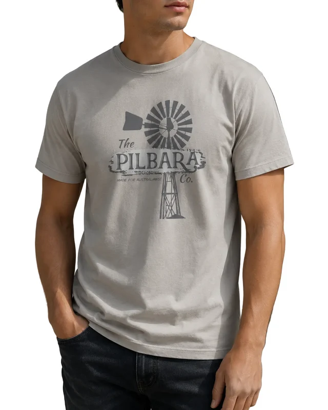 Ritemate Mens Pilbara The Pilbara Co. S/S Tee (RMTC033) Moonbeam M