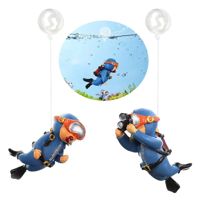 Decorações De Aquário Suptec Cute Little Diver, Pacote Com 2
