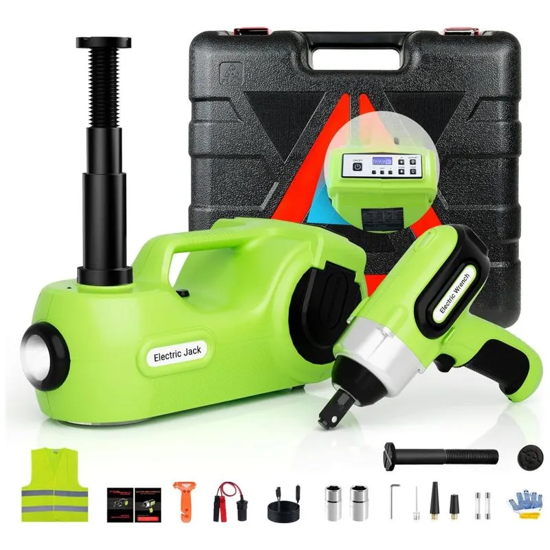 Macaco Elétrico Automotivo Hidráulico Com Luz Led, Suporta Até 5 Toneladas, Simtamy Zsyt02 B05 G C, Verde Lima