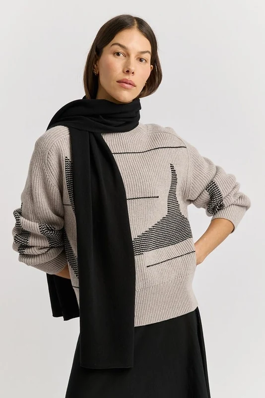Toorallie Womens Fine Rib Scarf - Black Black / OS