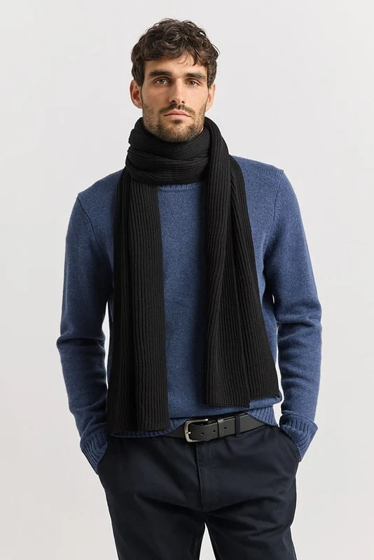 Toorallie Mens Merino Rib Scarf - Black Black / OS