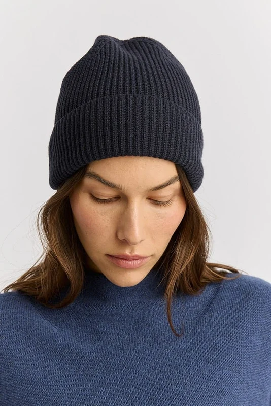 Toorallie Womens Fine Rib Beanie - French Navy French Navy / OS