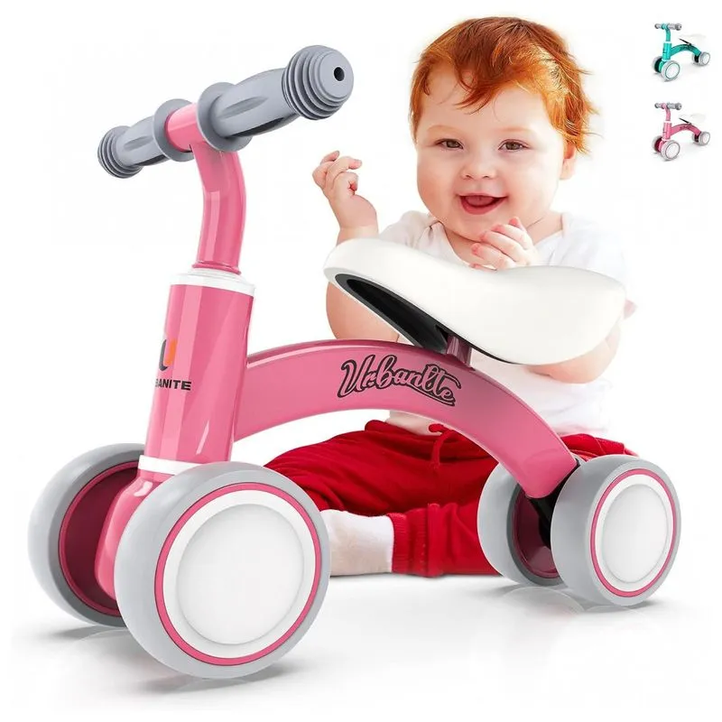 Bicicleta Sem Pedal Infantil Com 4 Rodas Para Criancas De 1 A 4 Anos, Urbanite, Rosa