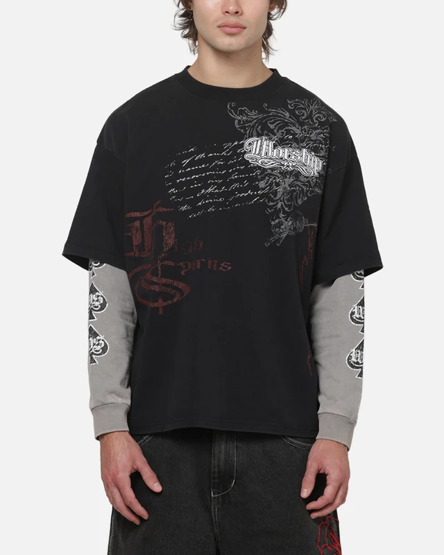 Worship Catharsis Box Crop Long Sleeve T-Shirt Washed Black M