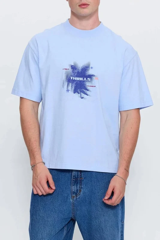 Found Paradise Oversize Box Crop Tee Placid Blue L
