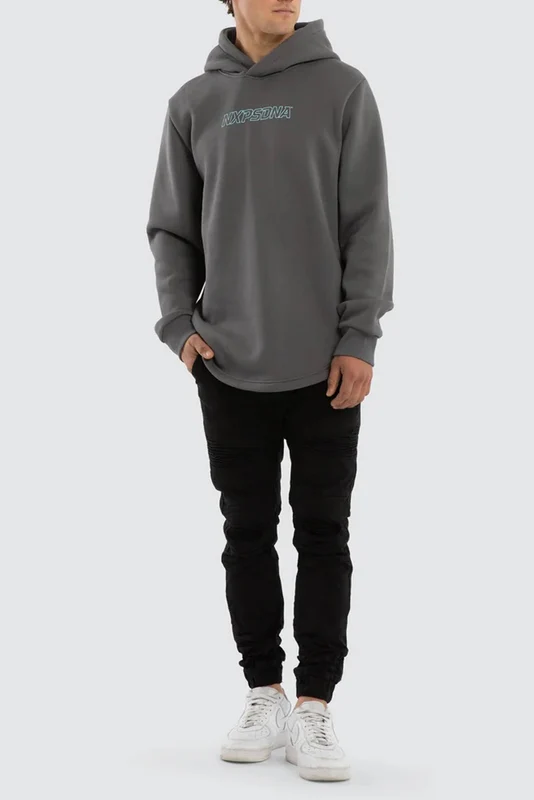 Public Dual Curved Hoodie Charcoal Asphalt L