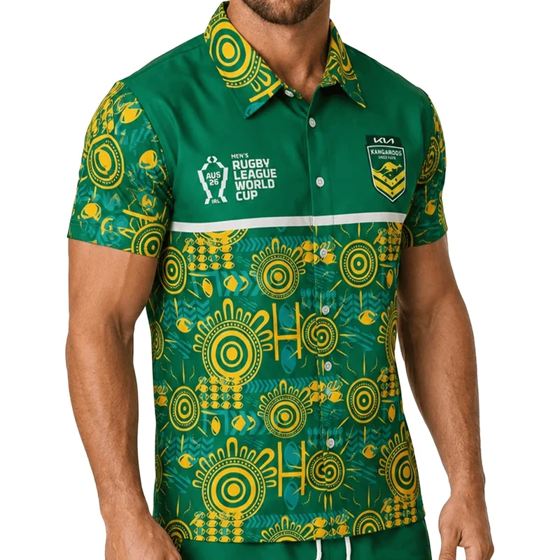 Ashtabula Mens RLWC26 Australian Hawaiian Shirt Green / L