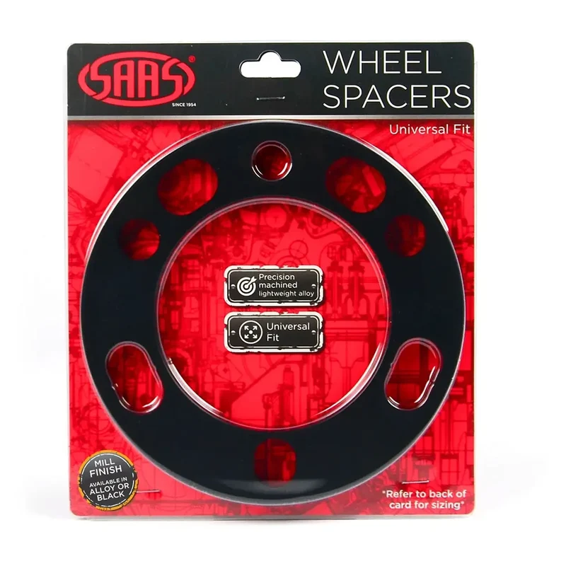SAAS Wheel Spacer Pair Universal 6 Stud 12mm Black - WS6012B
