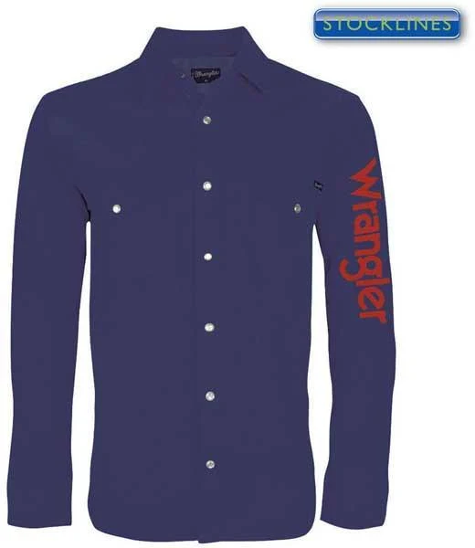 Wrangler Mens Logo Rodeo L/S Drill Shirt (XCP1116020) Navy XL