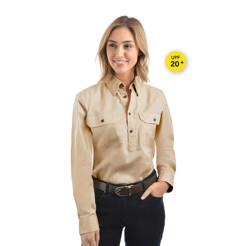 Thomas Cook Light Drill 1/2 Button L/S Shirt (TCP1126005) Bone 3XL
