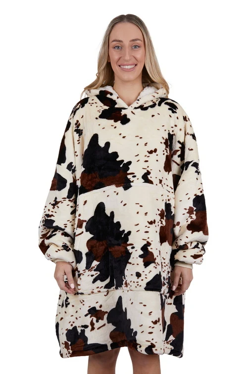 Pure Western Adults Cow Print Snuggle Hoodie (PCP2933SNU) Multi One Size