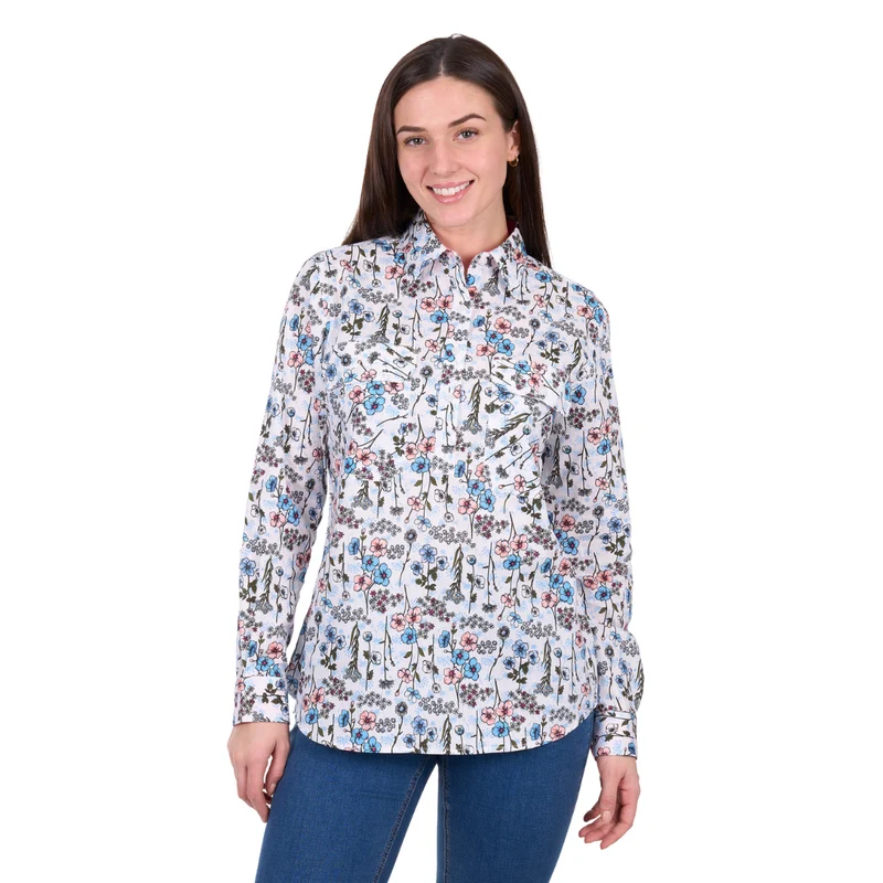 Hard Slog Womens Alice Half Button L/S Shirt (H6W2101174) Blue [SD] 16