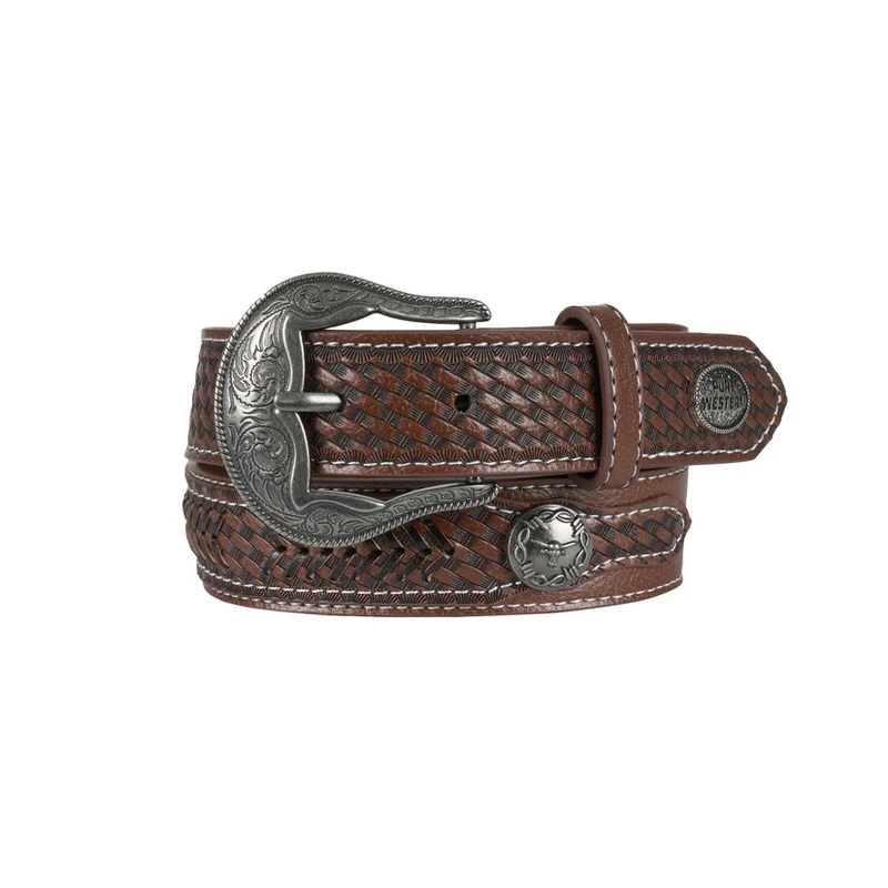 Pure Western Childrens Rylan Belt (P6W7985BLT) Dark Tan [SD] XS (22")