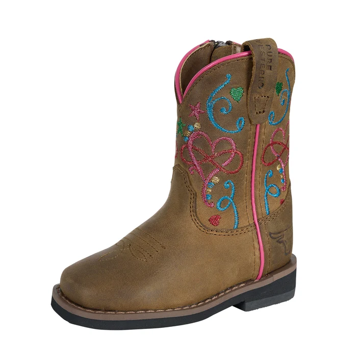 Pure Western Toddlers Jules Western Boots (PCP78127T) Walnut/Multi J06 (AUS/UK)