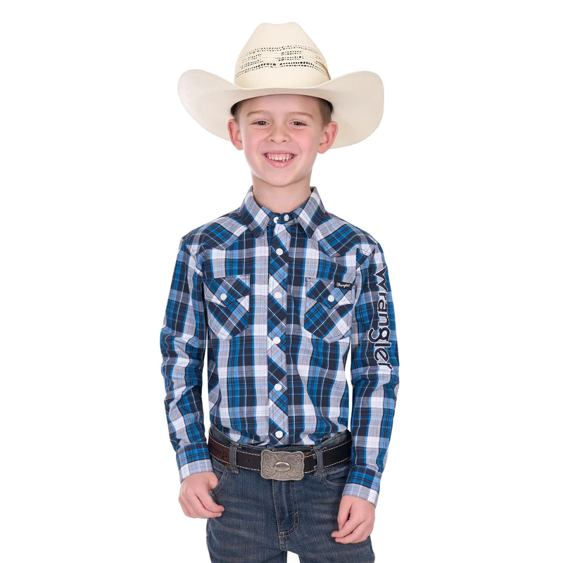 Wrangler Boys Tony Logo L/S Shirt (X6W3111483) Navy/Royal [SD] 6