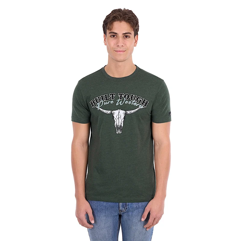 Pure Western Men's Chris Tee - Green Marle 3XL