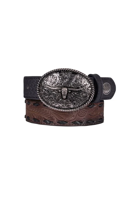 Pure Western Kids Roderick Belt Black/Tan / S