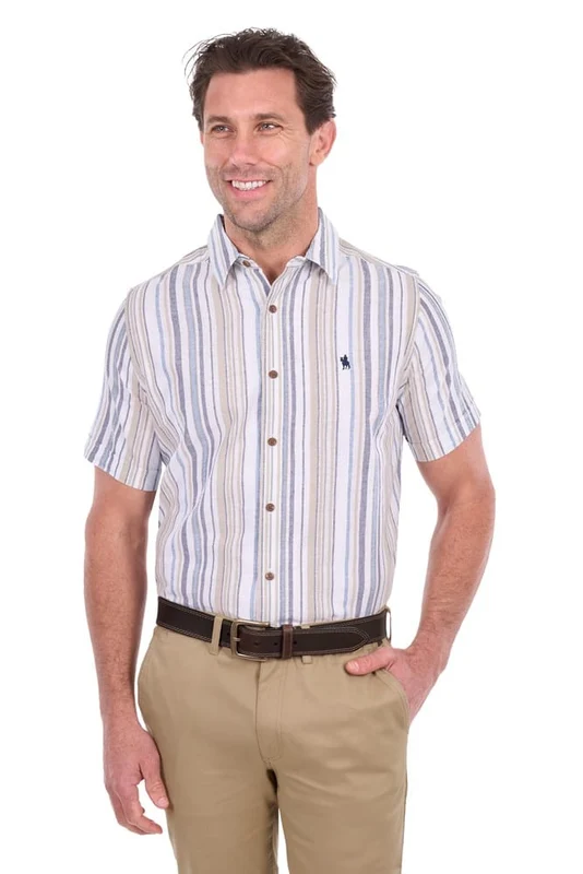 Thomas Cook Mens Max Short Sleeve Shirt Navy/Tan / XL