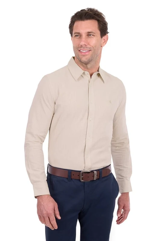 Thomas Cook Mens TC Linen Shirt Natural Marle / M