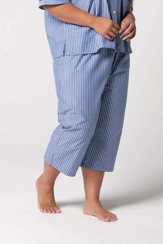 Contare Women’s Refined Cotton Crop Pant - Denim Stripes Denim Stripes / 18