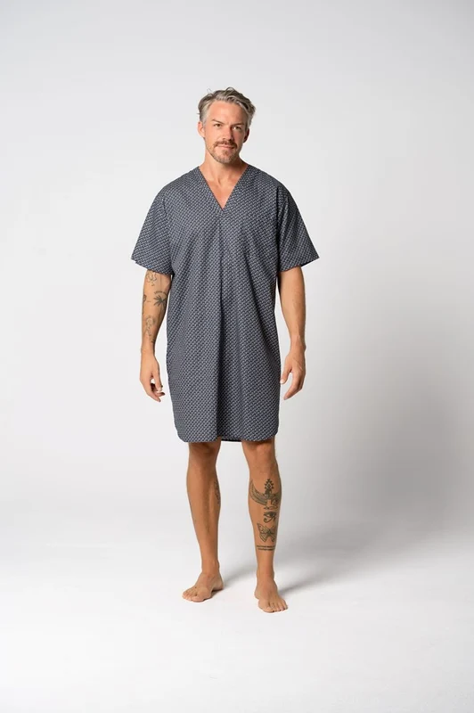 Contare Men's Contemporary Cotton Short Sleeve Nightshirt - Nightfall Nightfall / M