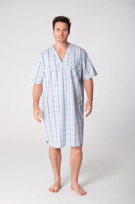 Contare Country Mens Cotton Short Sleeve Nightshirt Summerfield Check / 2XL