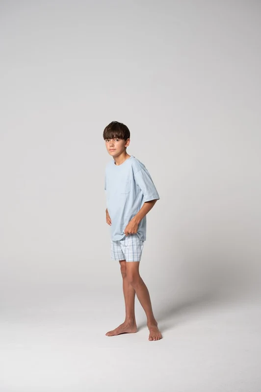 Contare Kids' Contemporary Cotton Tee and Boxer Set - Summerfield Check Summerfield Check / 14