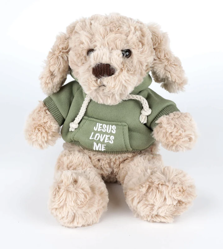Plush Toy: Jesus Loves Me Dog, Green Hoodie