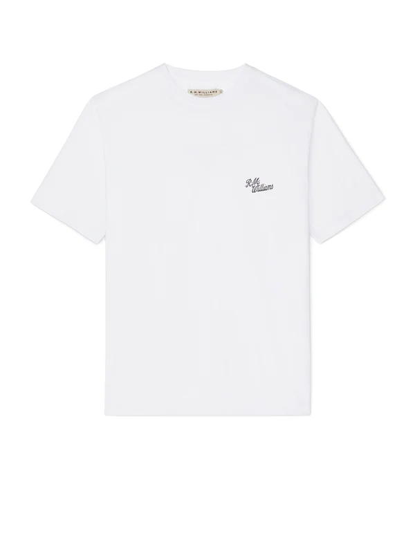RM Williams Mens White Script Stamp T-Shirt White / 3XL