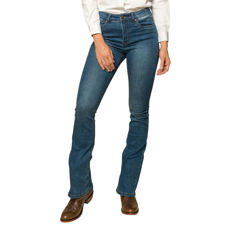 Ringers Western Womens Penny High Rise Bootleg Jeans (221115RW) Vintage Blue Wash 10 / R