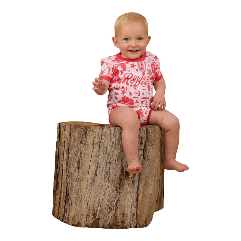 Ringers Western Infants Boot Scootin S/S Romper (524005RW) Barely Pink 00