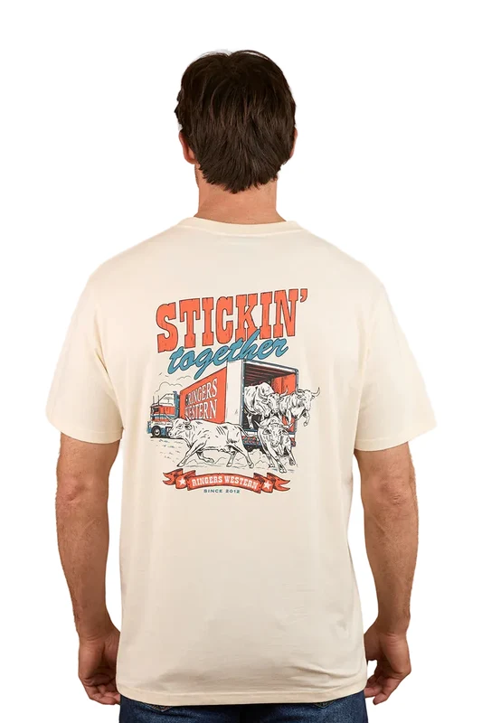 Ringers Western Mens Stickin Together Loose Fit S/S Tee (125039RW) Off White M