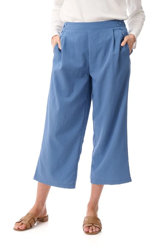 Givoni Womens Crop Button Detail Pant - Blueberry Blueberry / 10