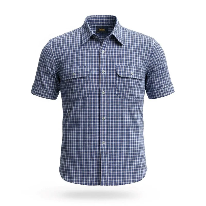 Mens Bisley Short Sleeve Polycotton Medium Check - Pink Pink / L