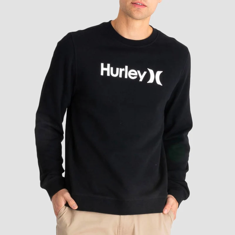 Hurley OAO Solid Crew Sweat Black/White Large / Black/White