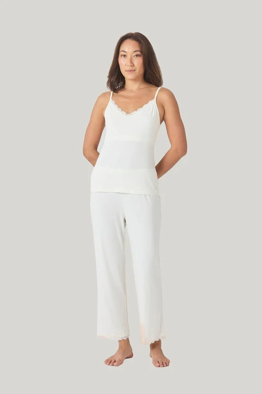 Britt Bamboo Lace Cami Long Pj Ecru / XL