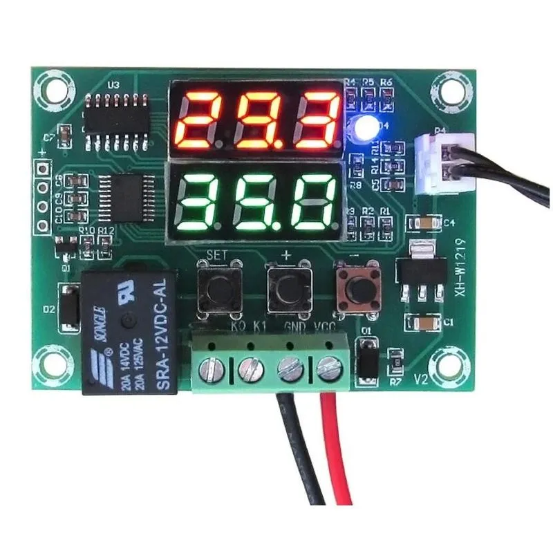 Xh-w1219 Dc 12v Dual Led Digital Display Termostato Temperatura Controladoria De Temperatura Controle Do Interruptor Relay Ntc Sensor Module