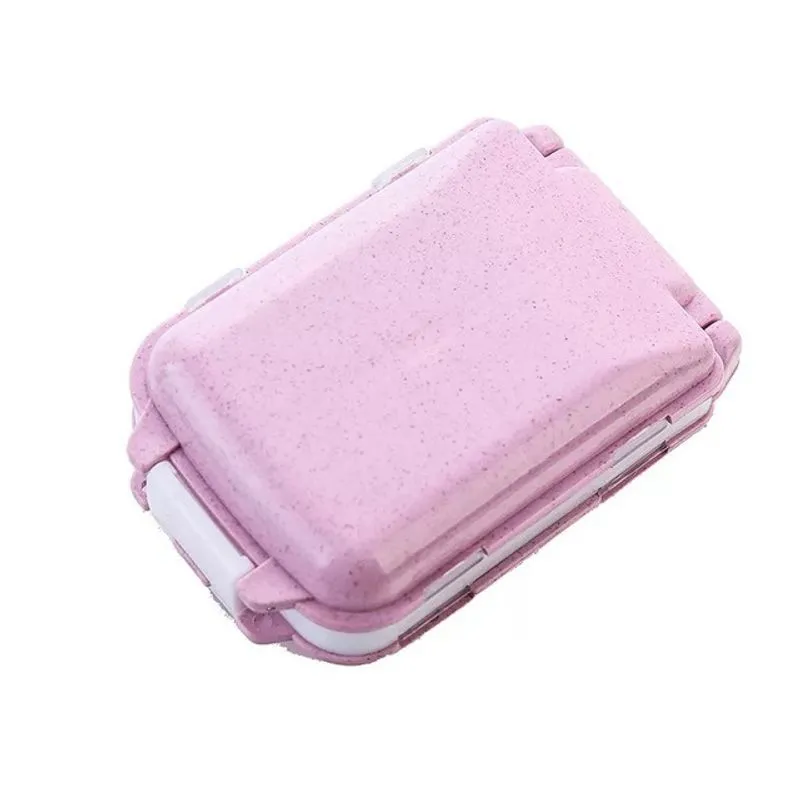 2pcs Pill Box Wheat Selado 8 Grades Container Organizador De Cuidados De Saúde Farmácia Viagem Divisor De 7 Dias Pílula Armazenamento De Águ