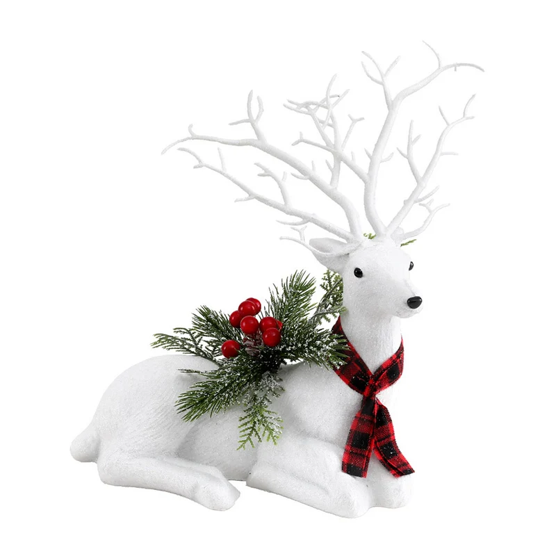 Jingle Jollys Christmas Reindeer 32cm Glitter Deer Ornaments Party Decorations Vibe Living