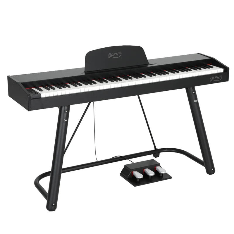 Alpha 88 Keys Electronic Piano Keyboard Digital Electric with Stand Semi-Weighted Vibe Living