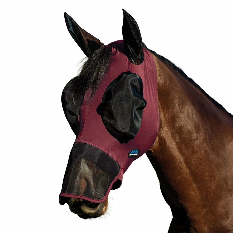 Weatherbeeta ComFiTec Luxe Stretch Fly Mask with Ears & Nose Burgundy/Black / Medium
