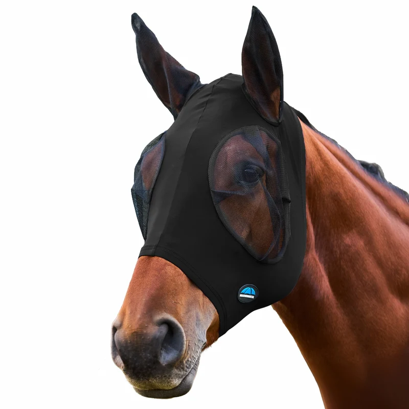 Weatherbeeta ComFiTec Stretch Fly Mask with Ears Black/Black / Large