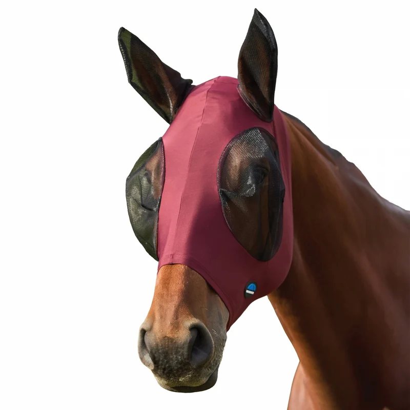 Weatherbeeta ComFiTec Stretch Fly Mask with Ears Burgundy/Black / XX-Small